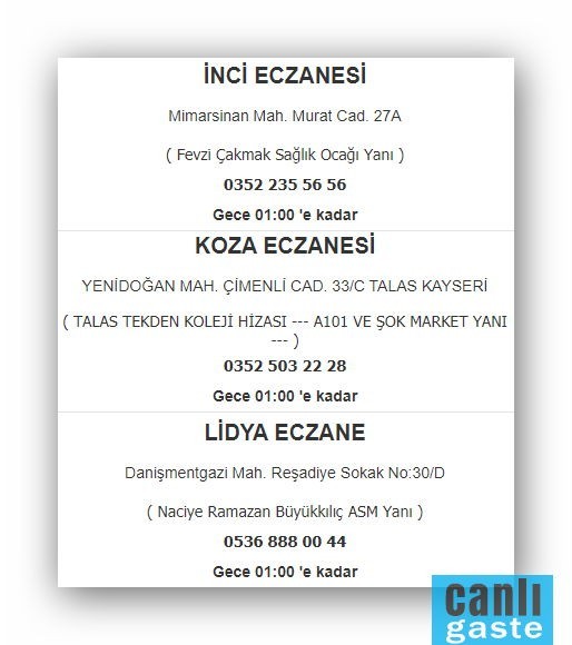 kayseri nobetci eczaneler 10 mayis tam liste gundem canli gaste haberler