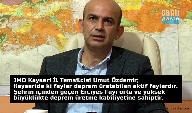 Kayseri depremleri için Jeoloji Mühendisleri Odası Kayseri İl Temsilciliğinden açıklama