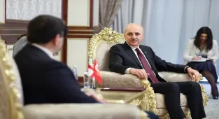 TBMM Başkanı Kurtulmuş, Taşkent'te Gürcistan Meclis Başkanı Papuashvili ile görüştü