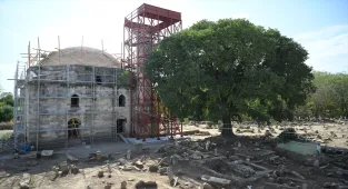 Edirne'de yalı camisi özelliğindeki Evliya Kasımpaşa Camisi'nin restorasyonu sürüyor