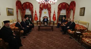 Cumhurbaşkanı Erdoğan, Kudüs Rum Ortodoks Patriği Giannopoulos'u kabul etti