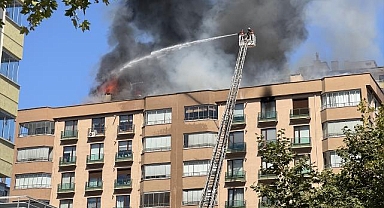Kayseri'de 8 katlı apartmanda yangın