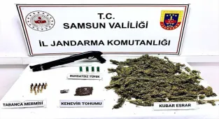 Samsun'da evinde 2,5 kilogram esrar ele geçirilen zanlı gözaltına alındı