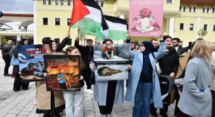 Üsküp'te Filistin halkına destek gösterisi düzenlendi