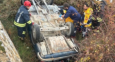 Şarampole devrilen otomobilin sürücüsü yaşamını yitirdi
