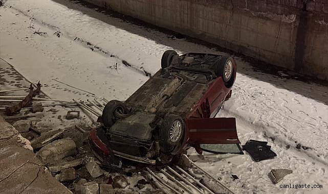 Kayseri'de otomobil kanala düştü, sürücüsü yaralandı