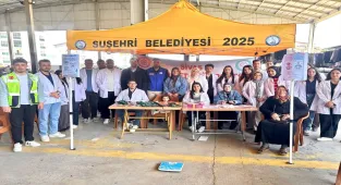 Suşehri Sağlık Yüksekokulu öğrencileri ve Belediye Gençlik Kulübü üyeleri sağlık taraması yaptı