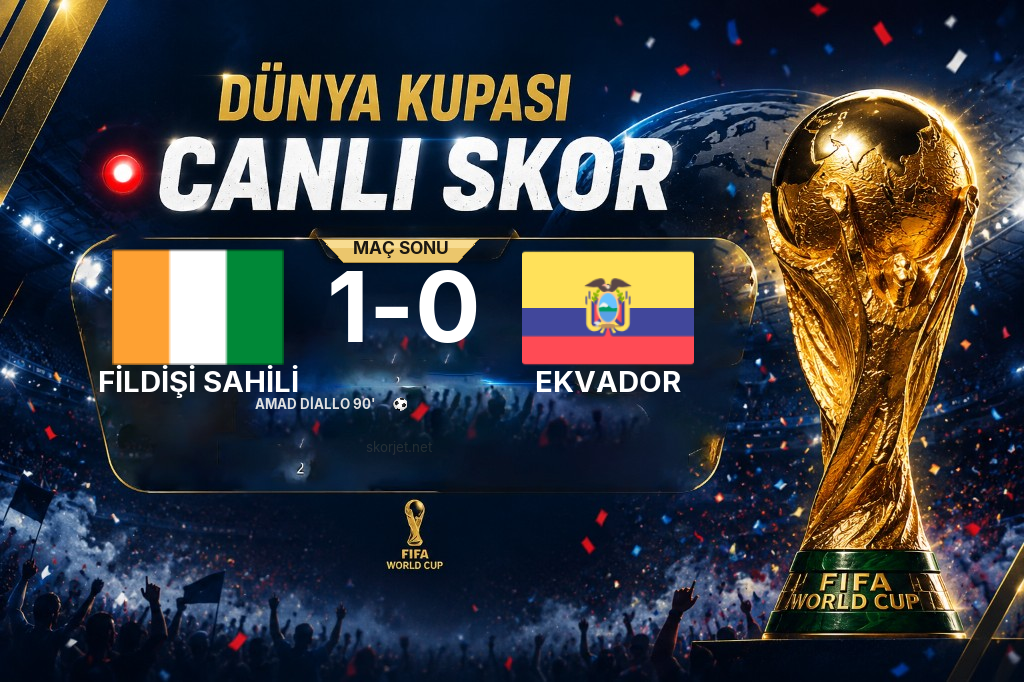 SONUÇ | Fildişi Sahili - Ekvador: 90 Dakika Tamamlandı (1-0)