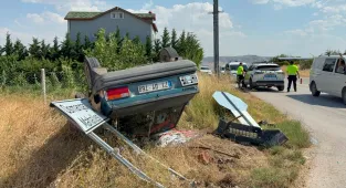 Kırıkkale'de devrilen otomobil sürücüsü yaralandı