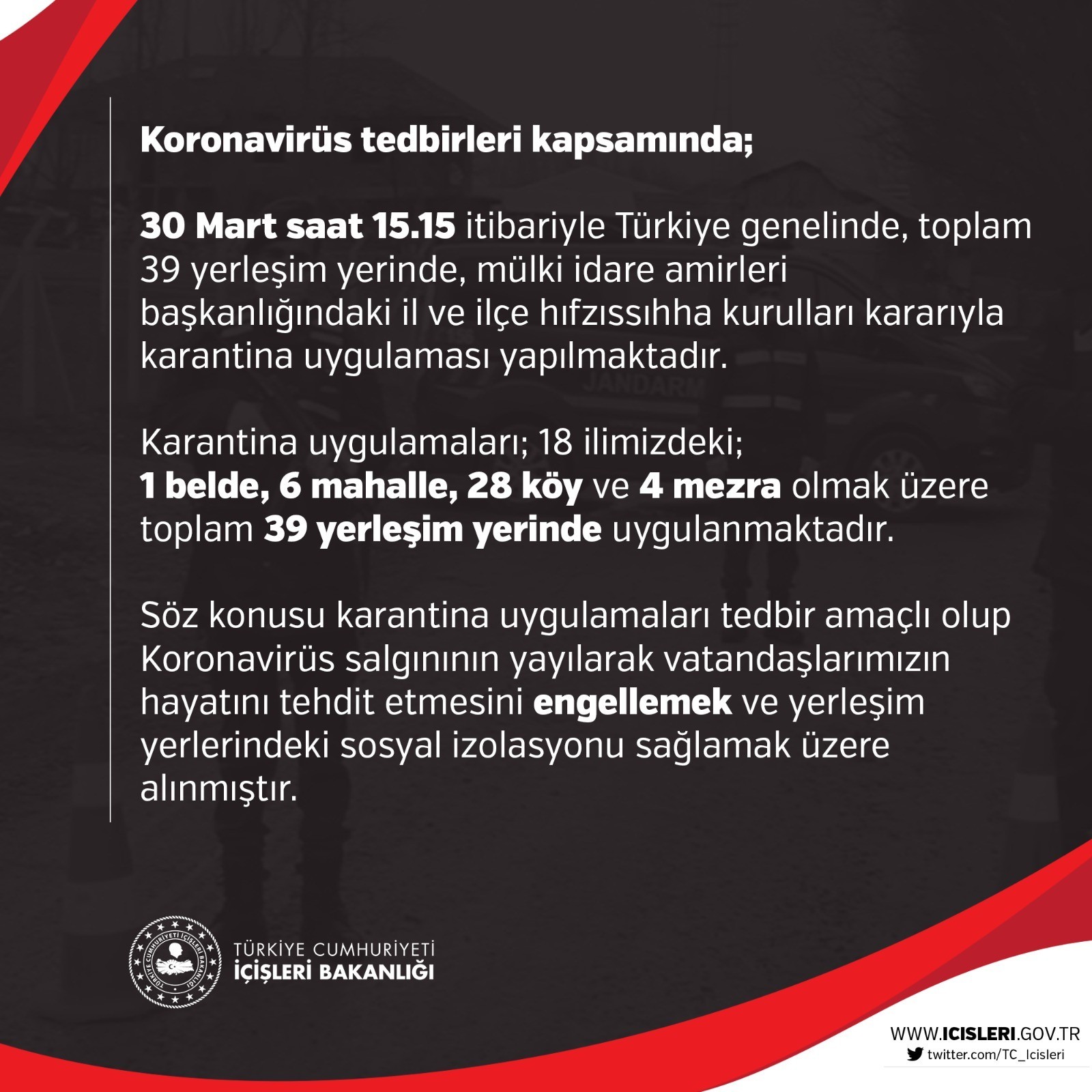 Koronavirüs tedbirleri kapsamında kaç yerleşim yeri karantinada? Koronavirüs tedbirleri kapsamında kaç yerleşim yeri karantinada?