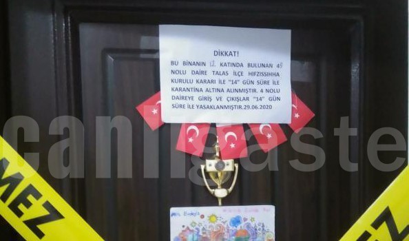 Talas Anayurt’ta 3 eve Kovid-19 karantinası Talas Anayurt’ta 3 eve Kovid-19 karantinası