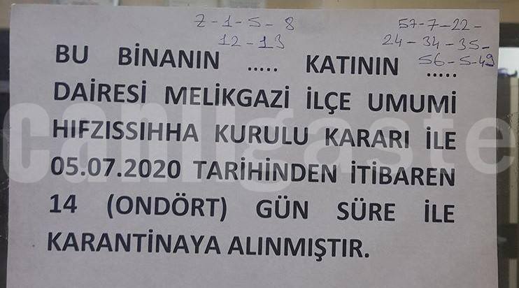 Kayseri’de bugün karantinaya alınan yerler nerede? 5 Temmuz Kayseri’de bugün karantinaya alınan yerler nerede? 5 Temmuz