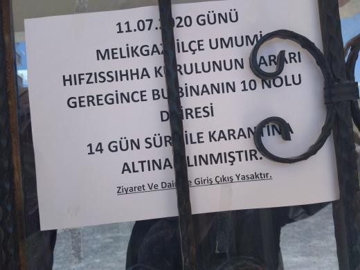 Kayseri’de karantina altına alınan yerler! 11-12-13 Temmuz Kayseri’de karantina altına alınan yerler! 11-12-13 Temmuz