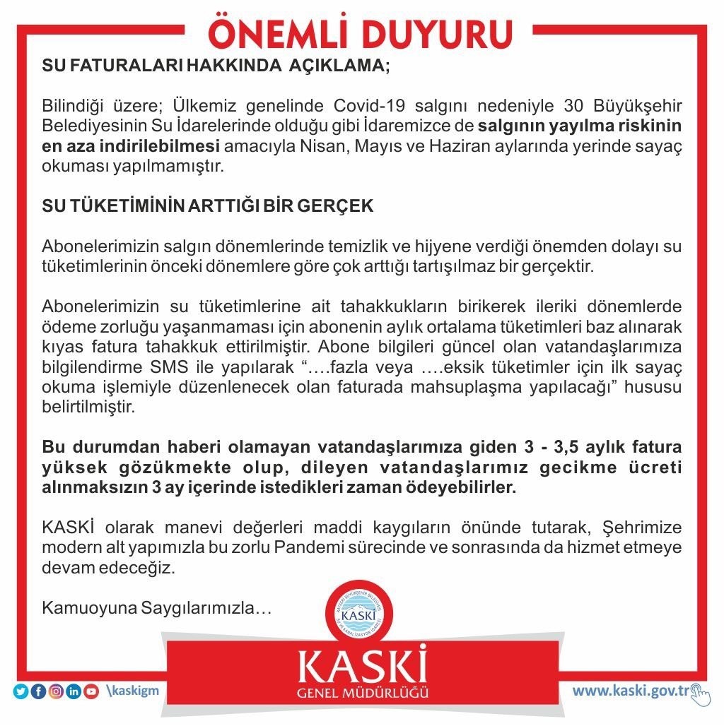 Kayseri Haberleri: Tepkilerin odağında ki KASKİ’den açıklama geldi Kayseri Haberleri: Tepkilerin odağında ki KASKİ’den açıklama geldi